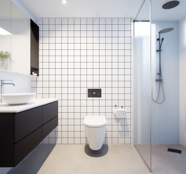 Juodos ir baltos smulkios linijos kvadratinės tapetos - „Tenstickers“