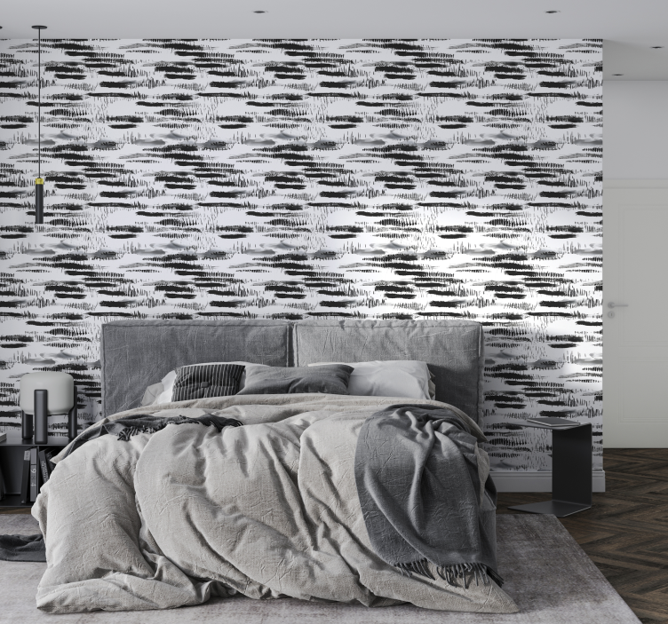 Juodų dažų potėpiai abstraktus tapetai - „Tenstickers“