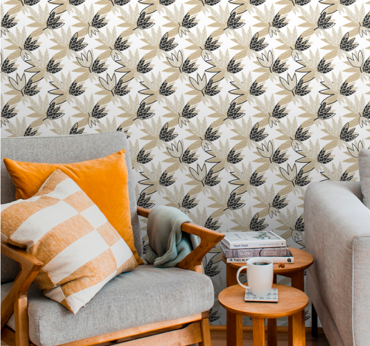 Lapinis botaninis dizainas lapų tapetas - „Tenstickers“