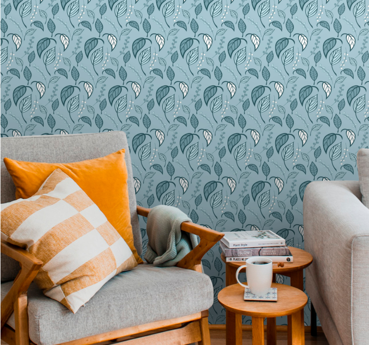 Skandinaviškas daigas lapų tapetas - „Tenstickers“