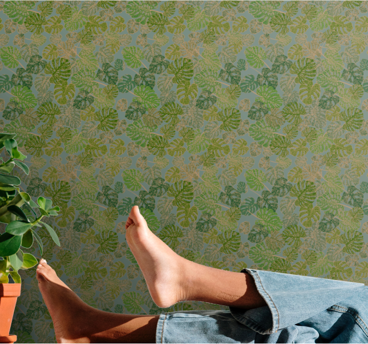 Monsteros žalias motyvas lapų tapetas - „Tenstickers“