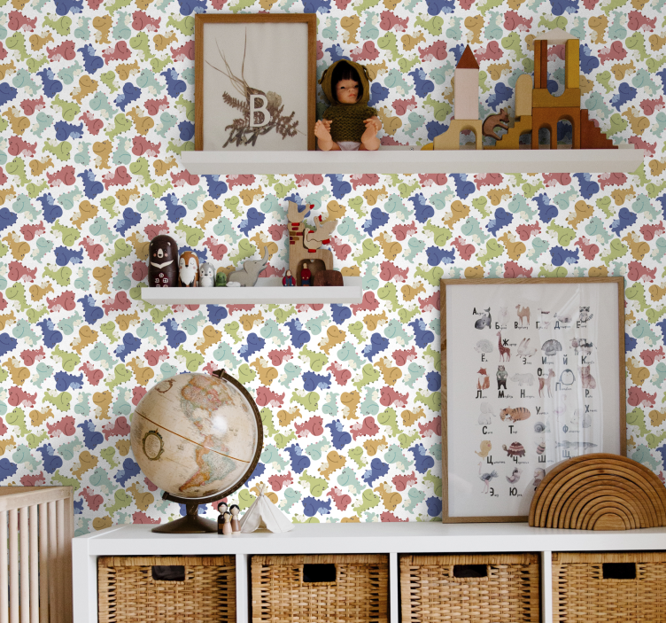 Linksmas dinozaurų raštas dinozaurų tapetai - „Tenstickers“