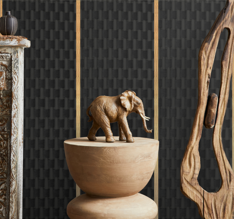 Medžio stiliaus juodi prancūziški pinti tapetai - „Tenstickers“