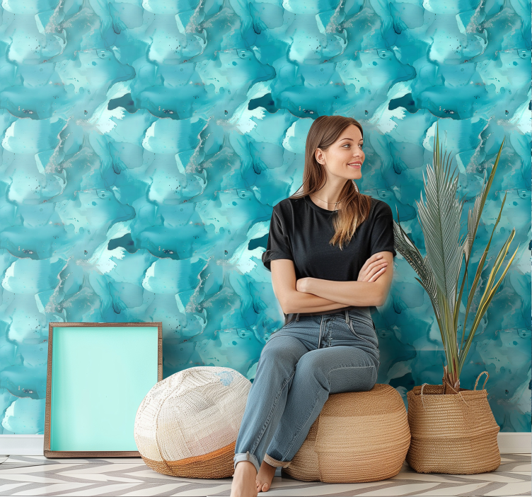 Mėlynos bangos abstraktus tapetai - „Tenstickers“