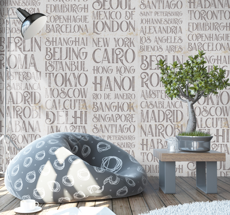 Pasaulio miestų tapetai su užrašais - „Tenstickers“