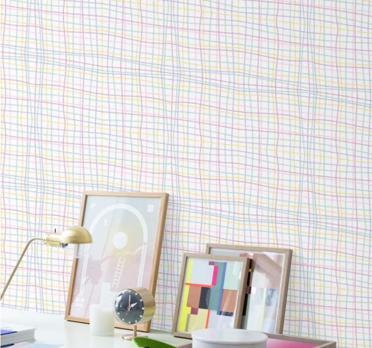 Patikrintas tinklelio išdėstymas geometrinis raštų tapetas - „Tenstickers“