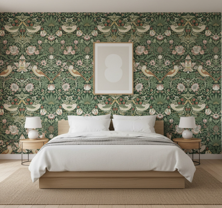 Paukščiai tapetas moriso stiliaus - „Tenstickers“