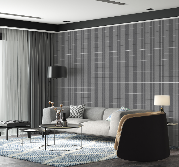 Pilkas škotiškas raštas kvadratinės tapetos - „Tenstickers“