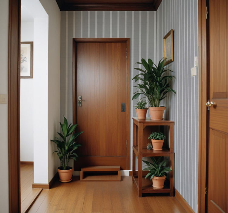 Pilkos juostelės koridoriaus tapetai - „Tenstickers“