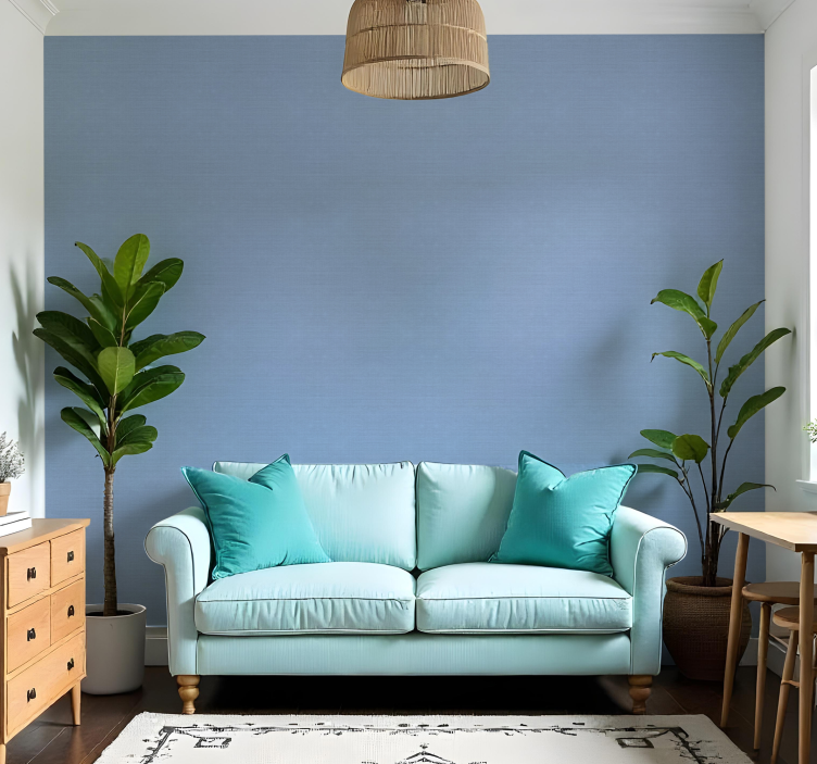 Plonas mėlynojo džiuto motyvas tekstūruotas tapetas - „Tenstickers“