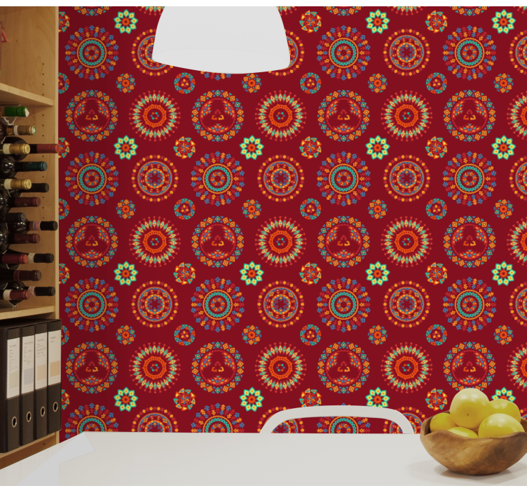 Puošnus mandalos raštas gėlių rašto tapetas - „Tenstickers“