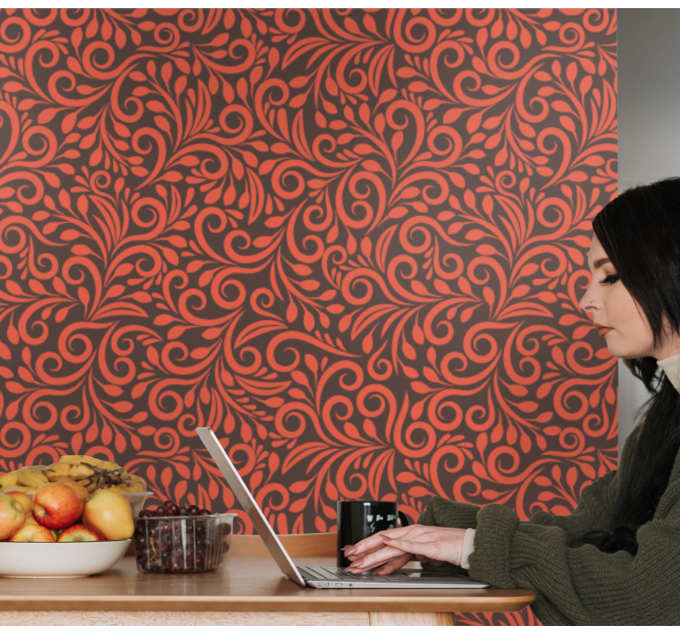 Puošnūs sūkuriai gėlių rašto tapetas - „Tenstickers“