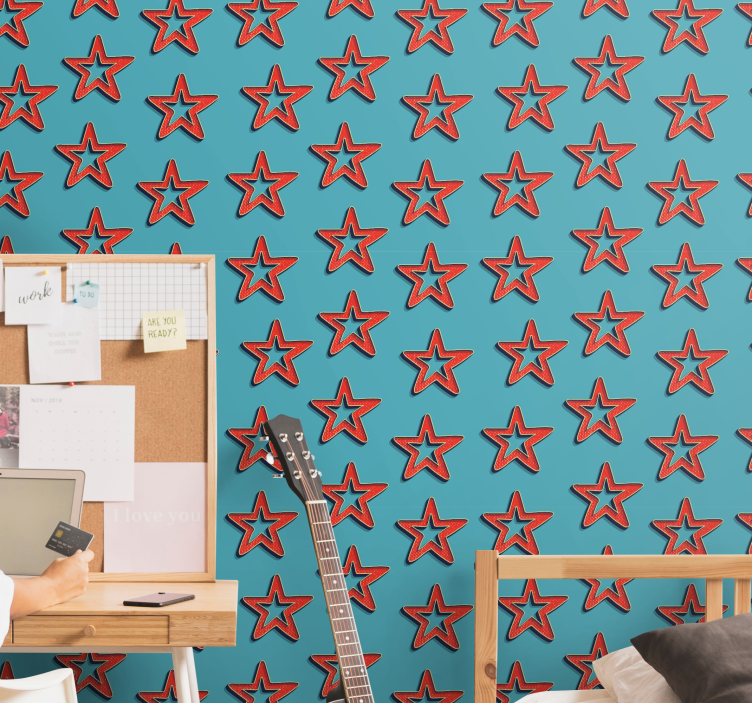 Retro raudonos žvaigždės modelio žvaigždės tapetai - „Tenstickers“