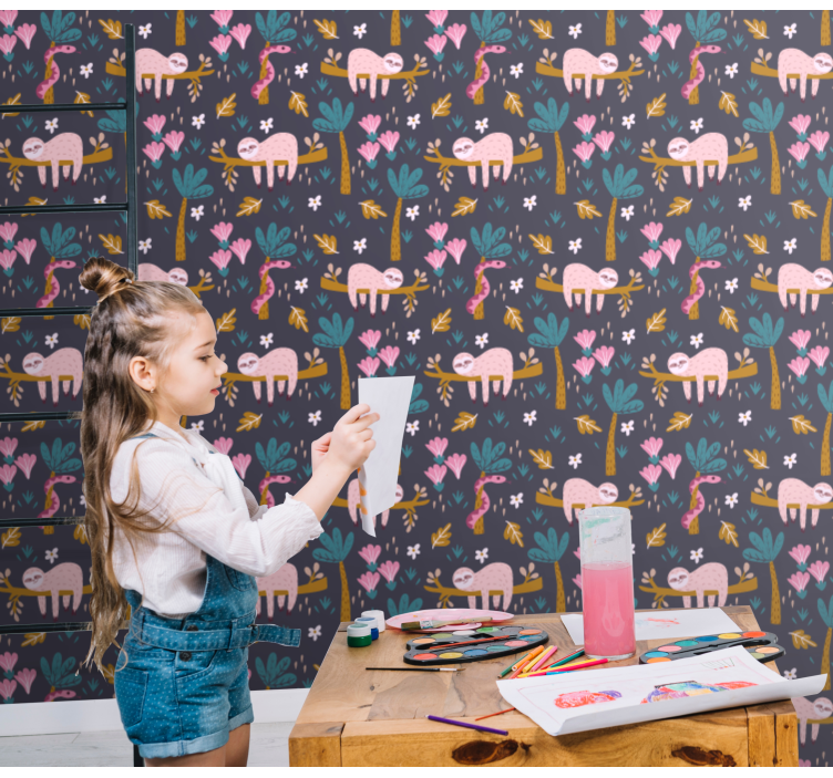 Rožiniai tinginiai gyvūnai tapetai - „Tenstickers“