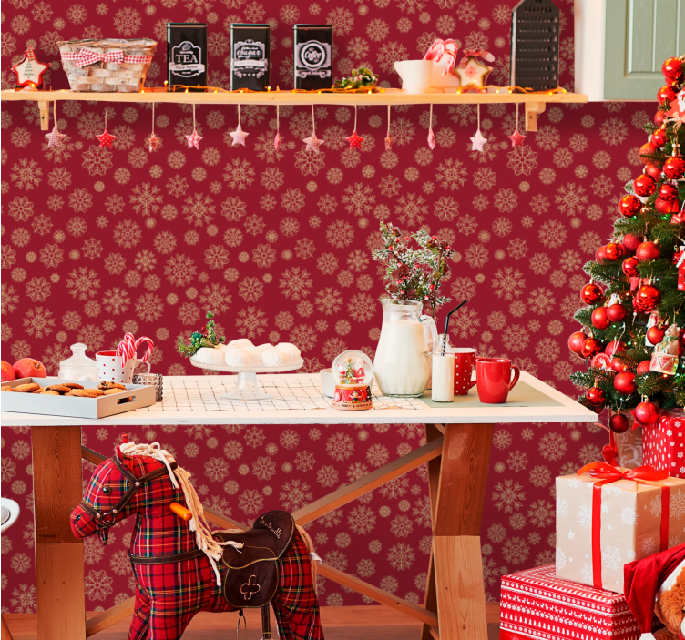 šaltas gėlių dizainas kalėdų tapetas sienoms - „Tenstickers“