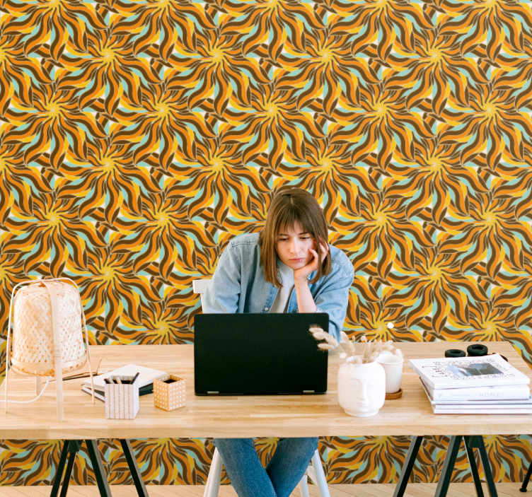 Saulė ir debesys 70-ųjų vintažiniai tapetai - „Tenstickers“