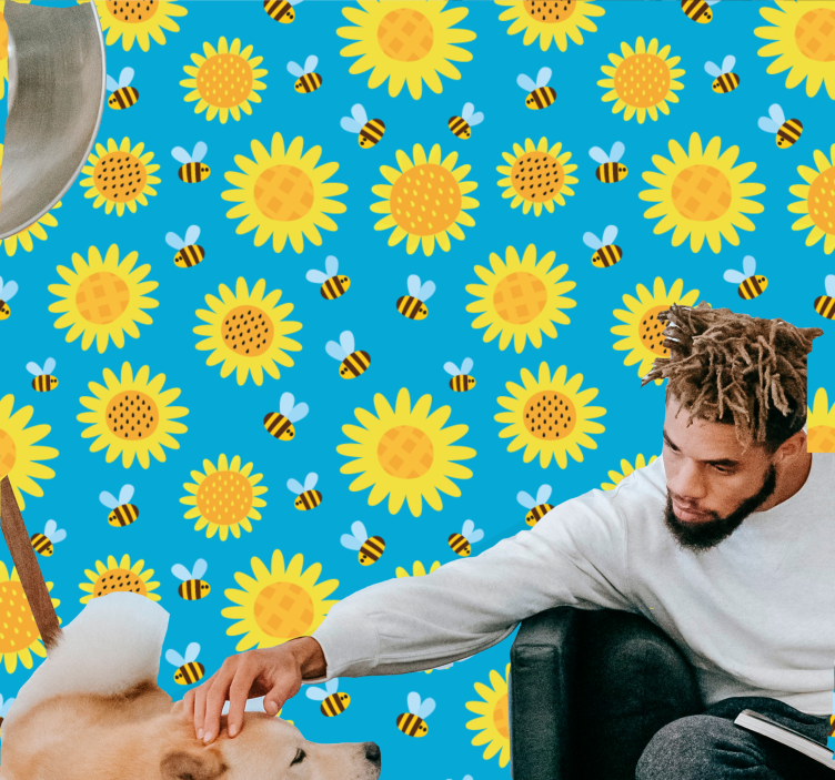 Saulėtas gėlių raštas tapetai geles - „Tenstickers“