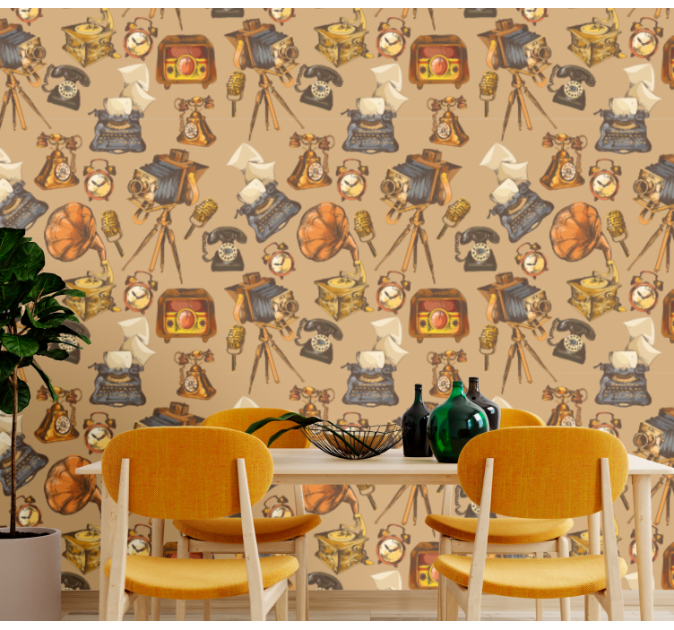 Senovinių objektų koliažas retro tapetas - „Tenstickers“