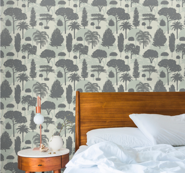 šiaurietiško stiliaus medžių raštų miegamojo tapetai - „Tenstickers“