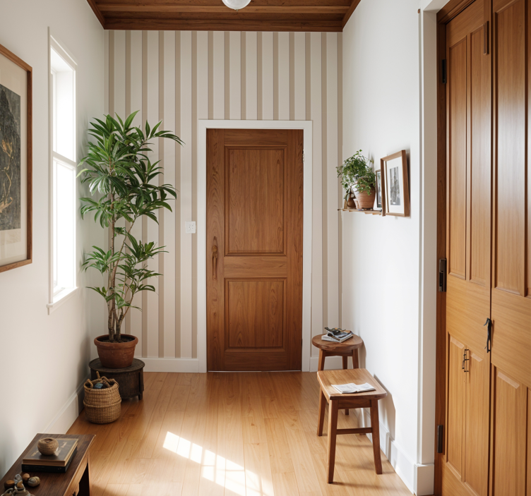 Smėlio spalvos juostelės koridoriaus tapetai - „Tenstickers“