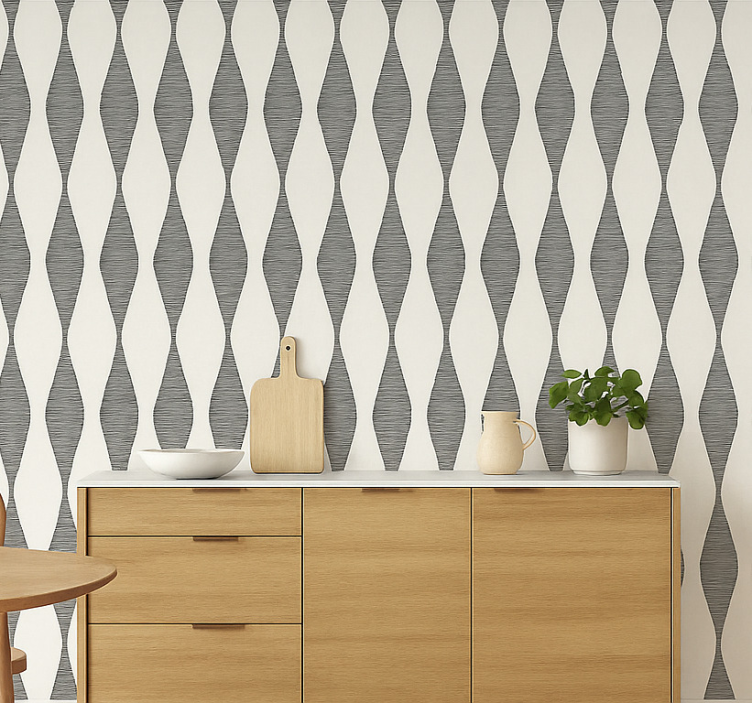 Smėlio spalvos rabaul ikat motyvas tapetas virtuvei - „Tenstickers“