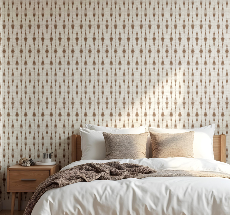 šokoladinis rudas rabaul ikat geometriniai tapetai - „Tenstickers“