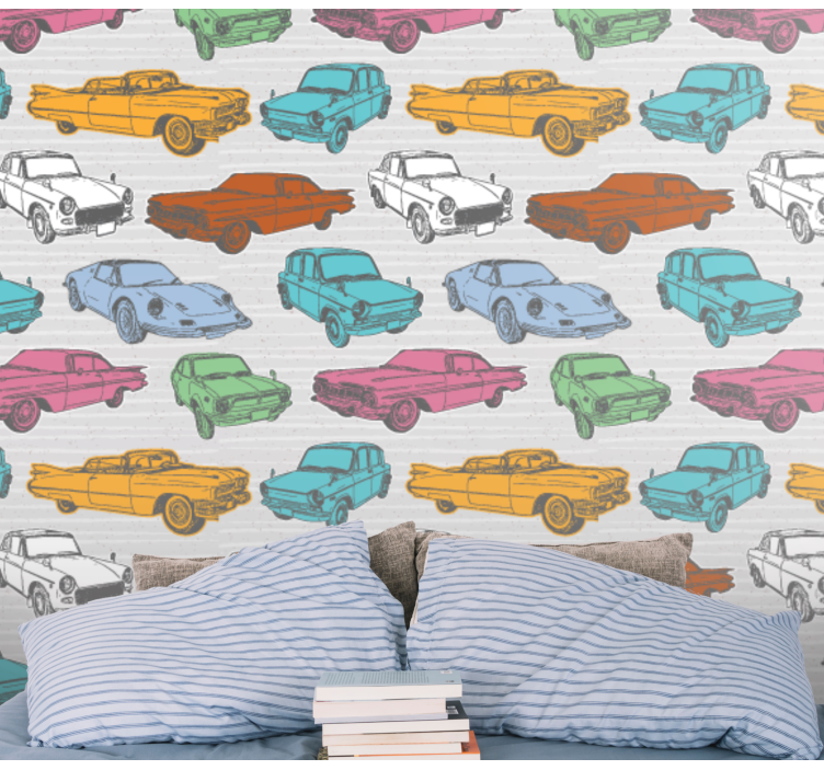 Spalvingi klasikiniai automobiliai klasikiniai tapetai - „Tenstickers“