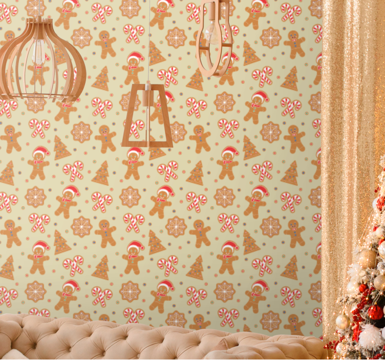 šventinės meduolių figūrėlės kalėdų tapetas sienoms - „Tenstickers“