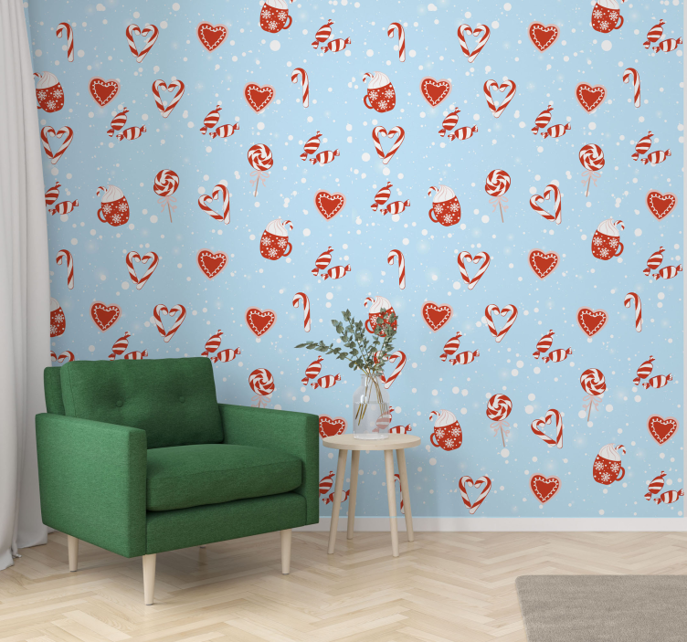 šventiniai saldūs skanėstai kalėdų tapetas sienoms - „Tenstickers“