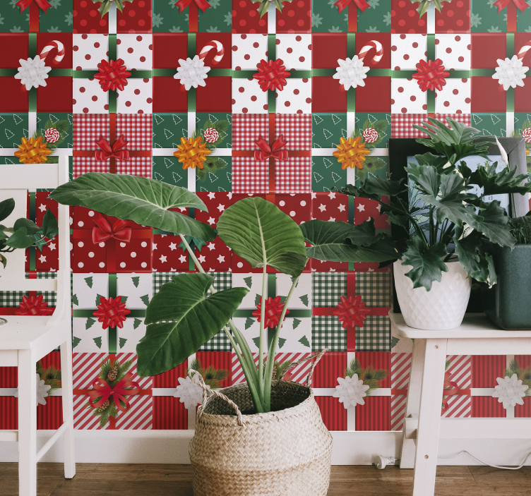 šventinių dovanų raštai kalėdų tapetas sienoms - „Tenstickers“