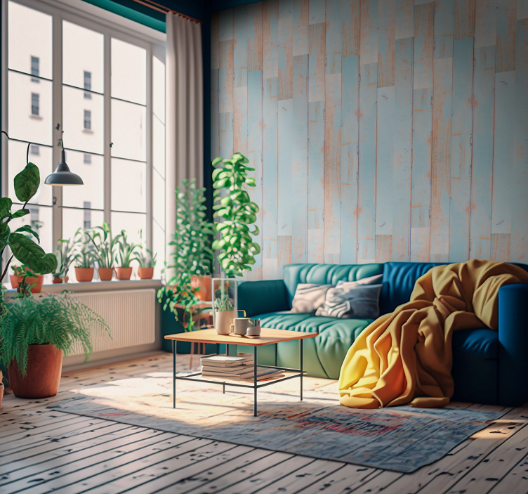 Medienos tekstūros tapetai skaidrus dangus - „Tenstickers“