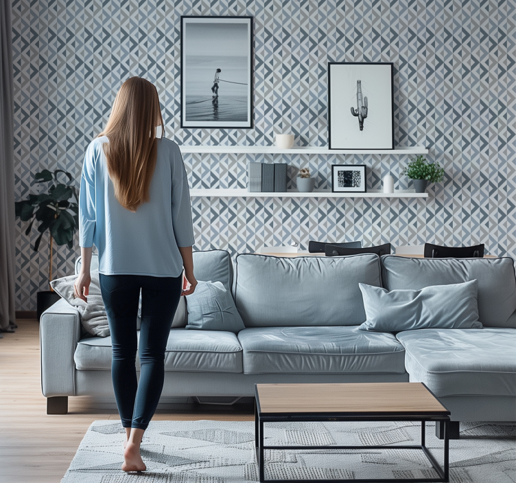 Tekstilės efektas geometriniai tapetai - „Tenstickers“