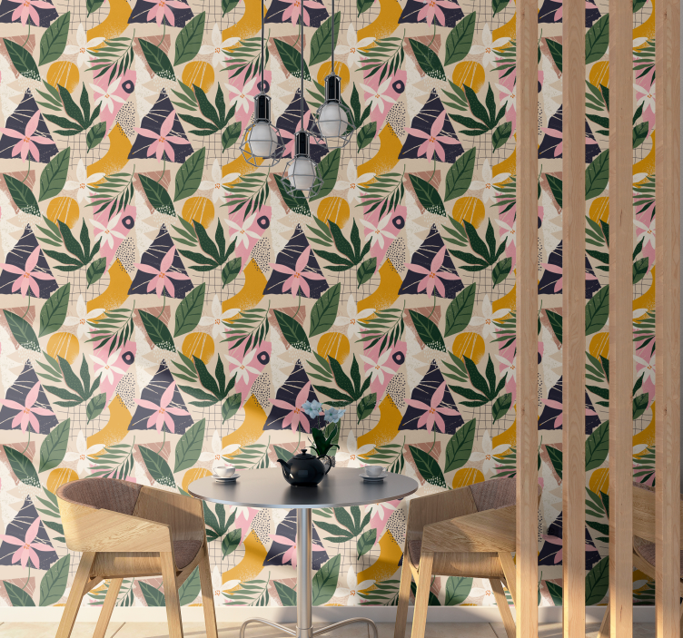 Tropinės floros raštas gamtos sienos tapetas - „Tenstickers“