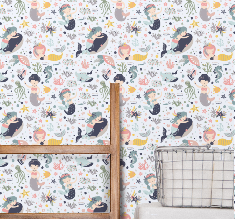 Undinės vandens draugai tapetai vaiku kambariui - „Tenstickers“