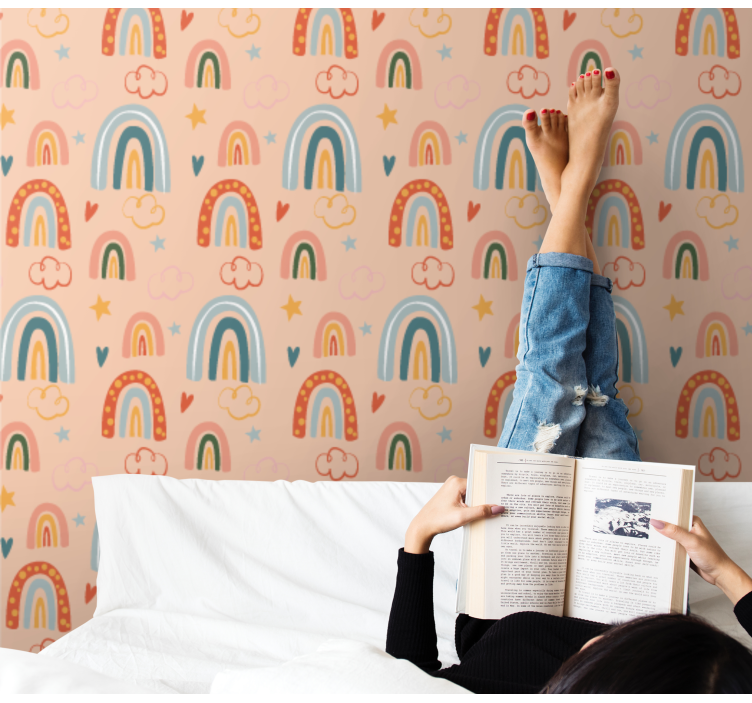 Vaivorykštės svajonių peizažas tapetas paauglio kambariui - „Tenstickers“