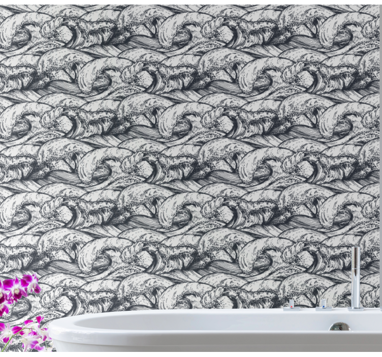 Vandenyno bangų modelis gamtos sienos tapetas - „Tenstickers“