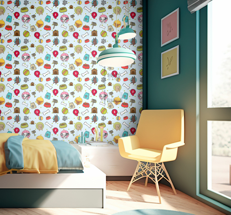 žaismingi šuniukų motyvai šunų tapetas - „Tenstickers“