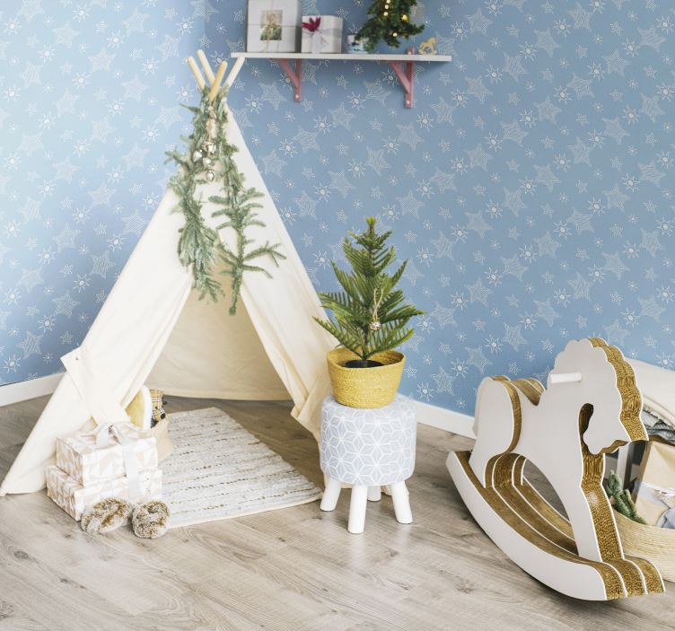 Mėlynas vaiko modelis žvaigždės tapetai - „Tenstickers“