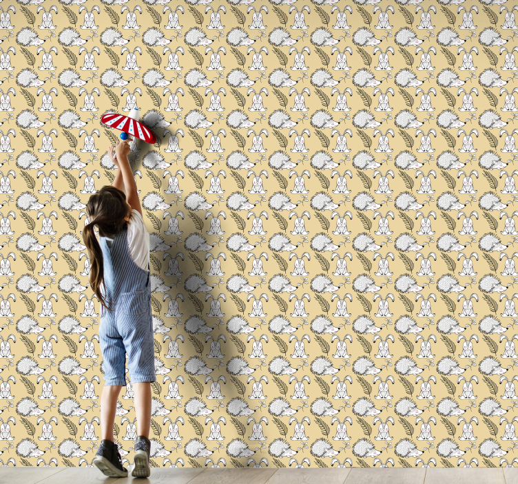 Zuikio ir ežiuko raštas gyvūnų tapetai - „Tenstickers“